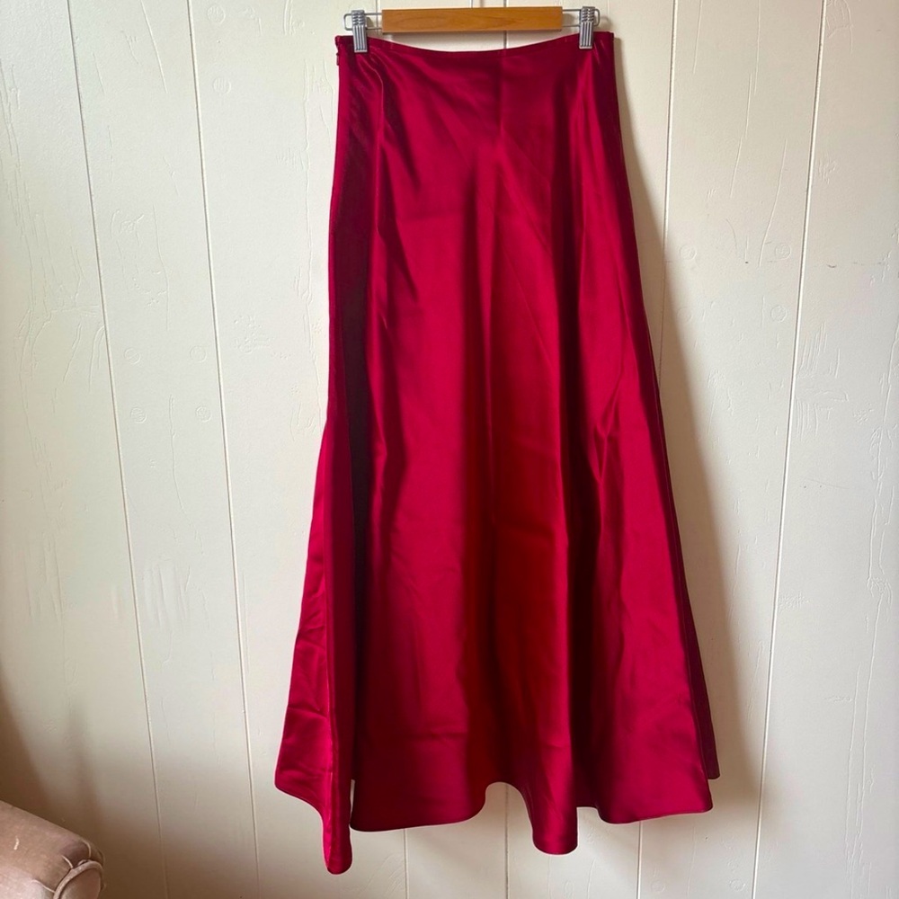 Red Ralph Lauren Silk Floor Length Skirt maxi Ballgown